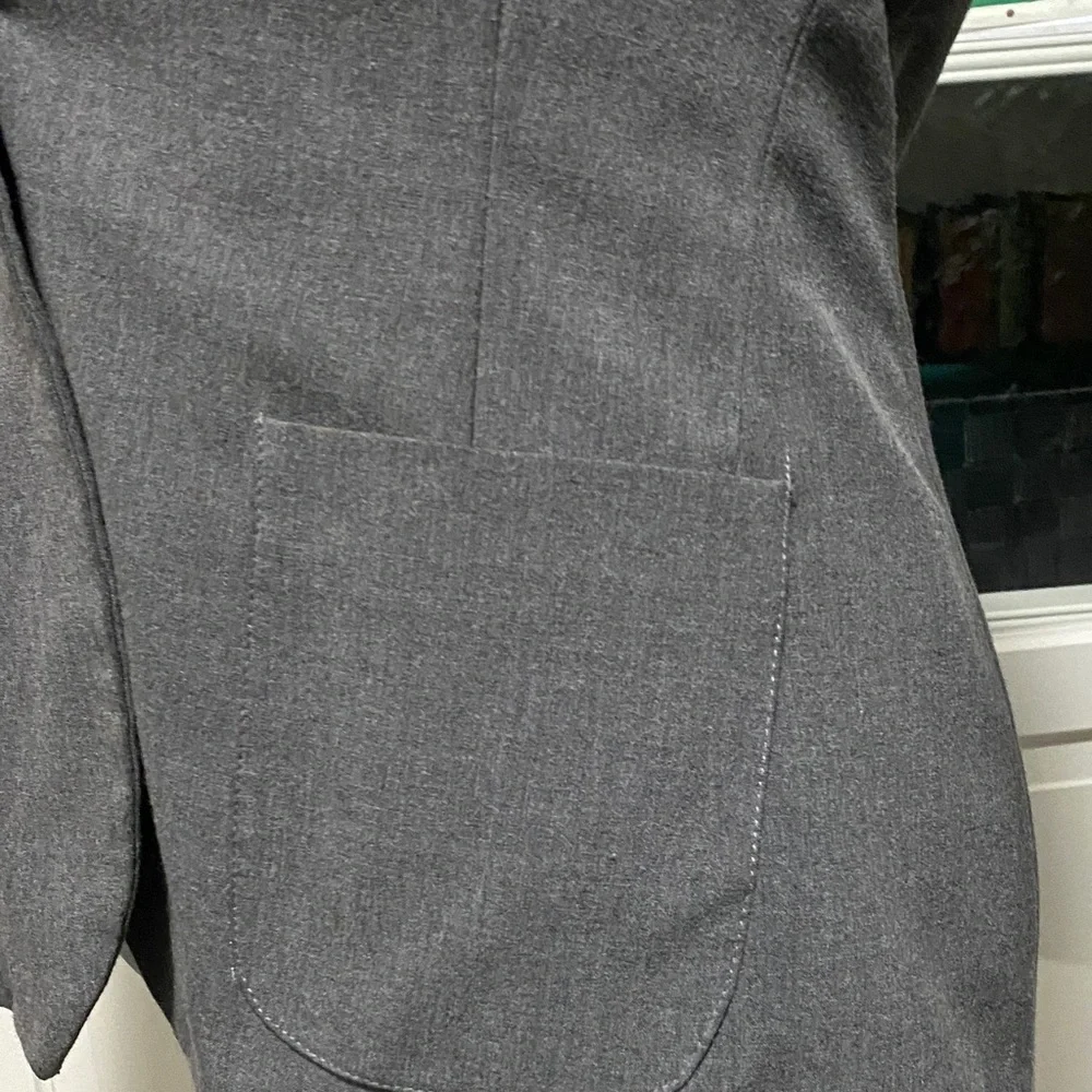 Gray Single Button Fitted Blazer Jacket Split Tail - Picture 12 of 17